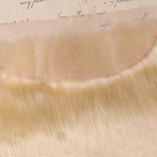 #613 Straight 13x4 Human Hair Blonde Frontal