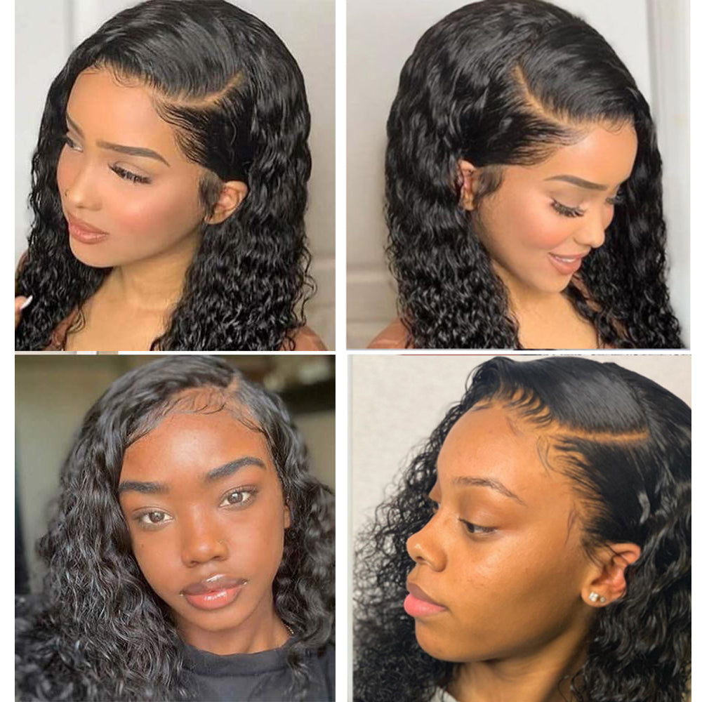 200% Density Deep Wave 5X5 Closure Lace Wig Natural Black