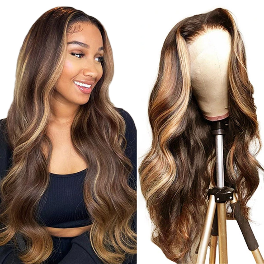 #4/27  Highlight Honey Blonde 13x4 Body Wave Color Wig