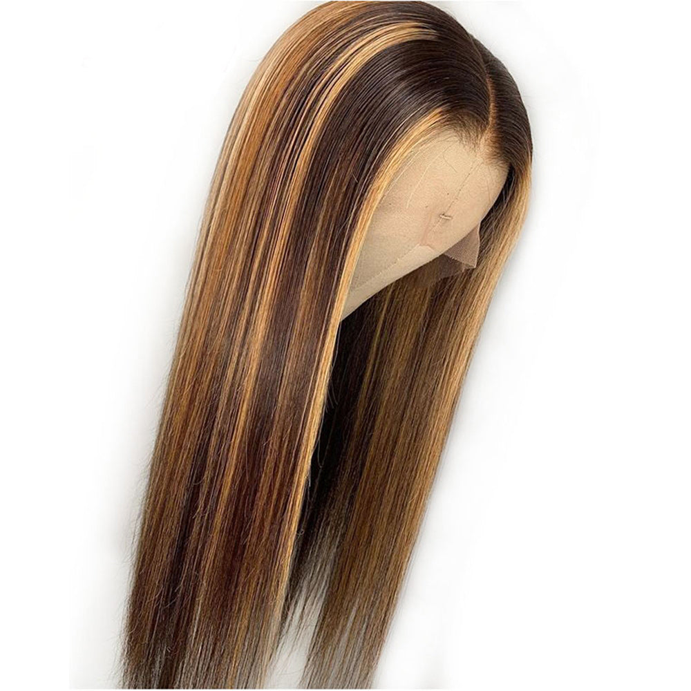 #4/27  Highlight Honey Blonde 13x4 Frontal Lace Wig Straight Color Wig