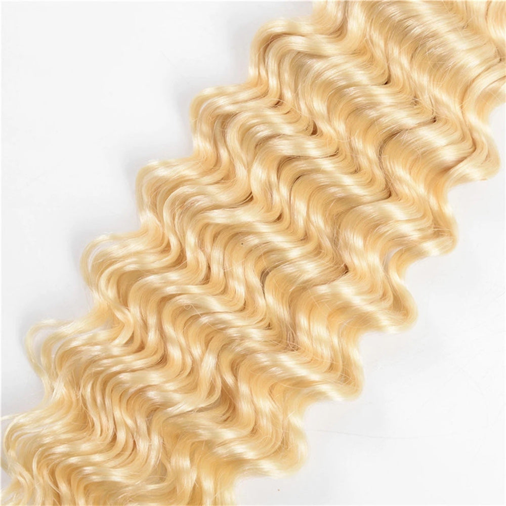 #613 Deep Wave 13x4 Human Hair Blonde Frontal