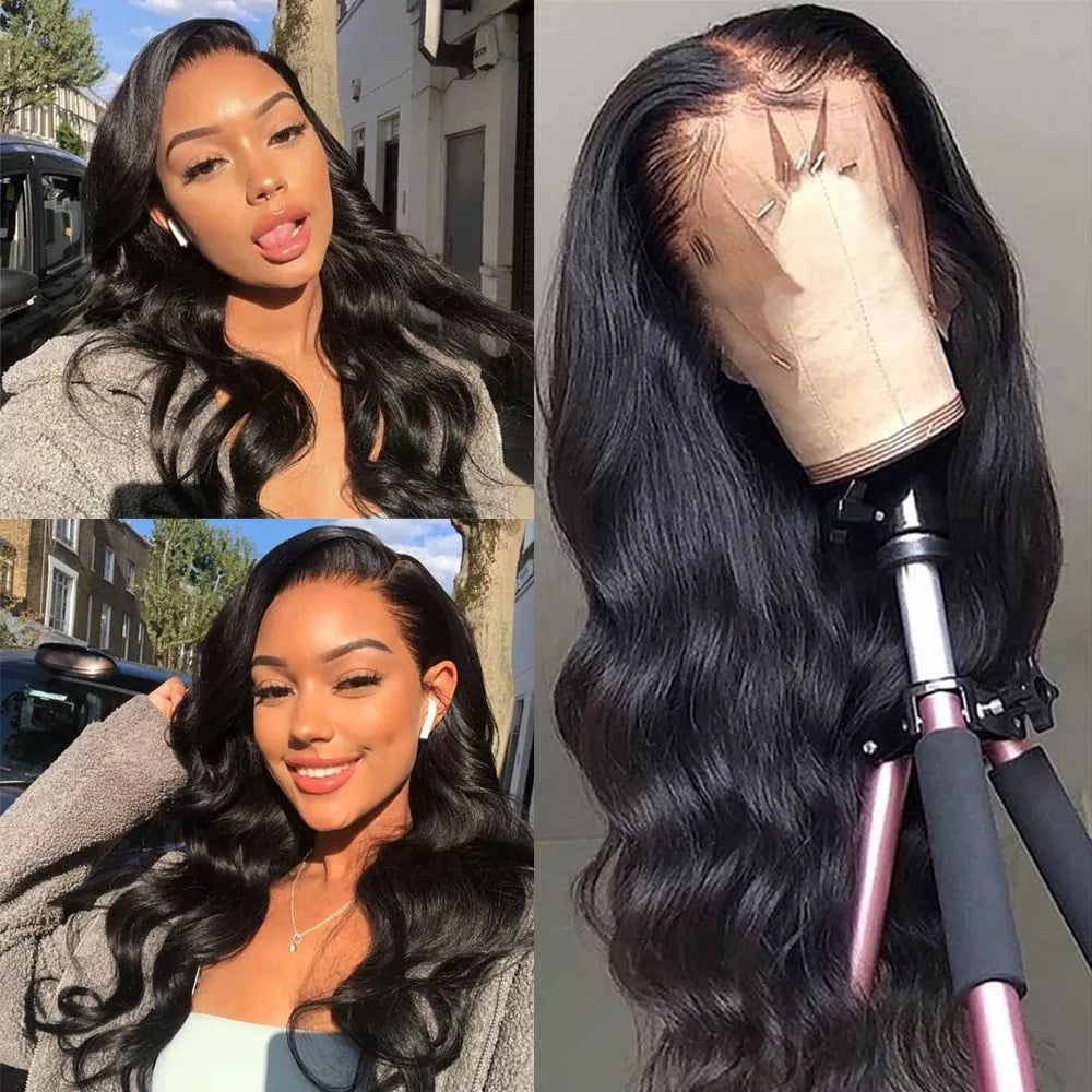 Body Wave Full Frontal 13*4 HD Lace Wig Natural Black 200% density
