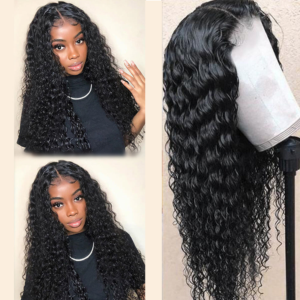 Deep Wave Full Frontal 13*4 HD Lace Wig Natural Black