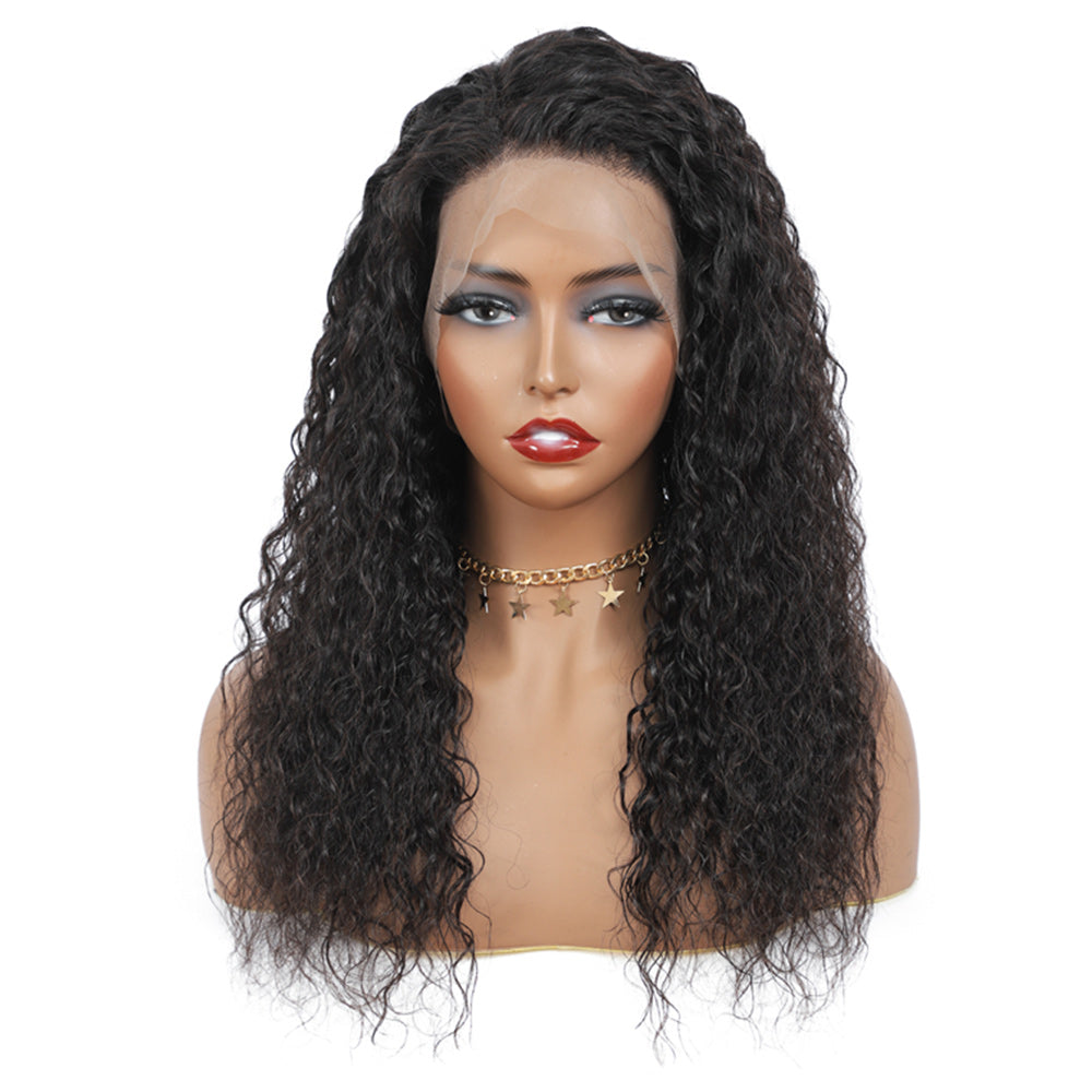 Water Wave Full Frontal 13*4 HD Lace Wig Natural Black