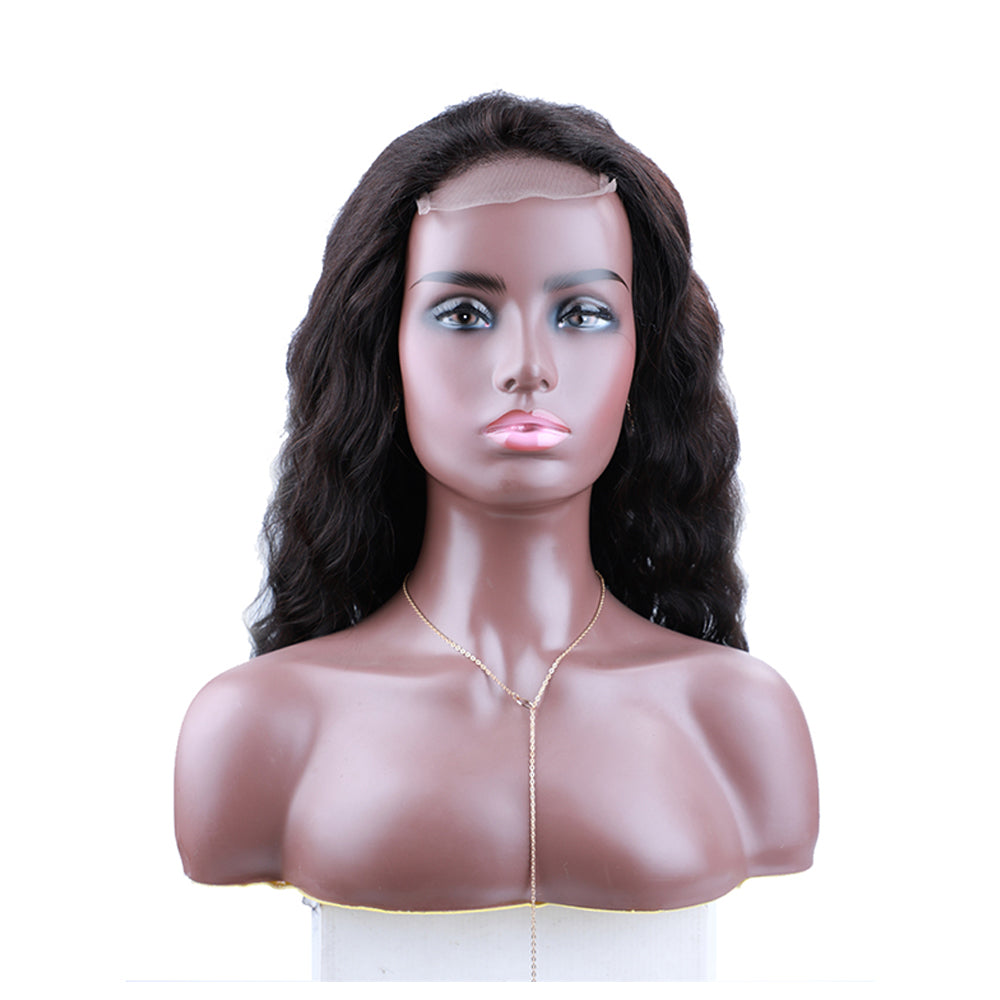 200% Density Body Wave 5X5 Transparent Closure Lace Wig Natural Black