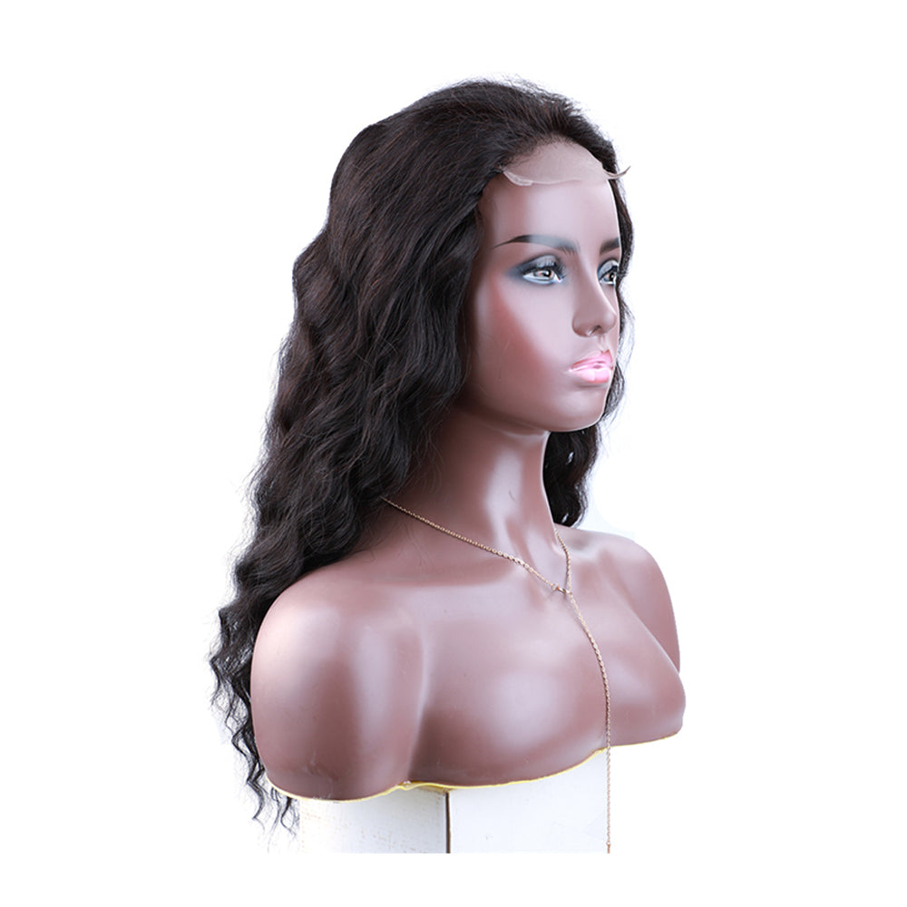 200% Density Body Wave 5X5 Transparent Closure Lace Wig Natural Black