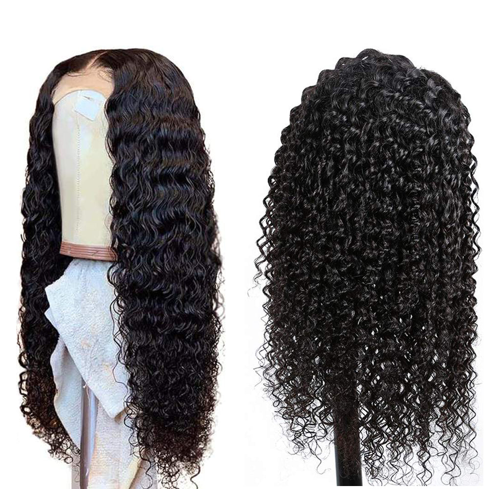 200% Density Deep Wave 5X5 Closure Lace Wig Natural Black