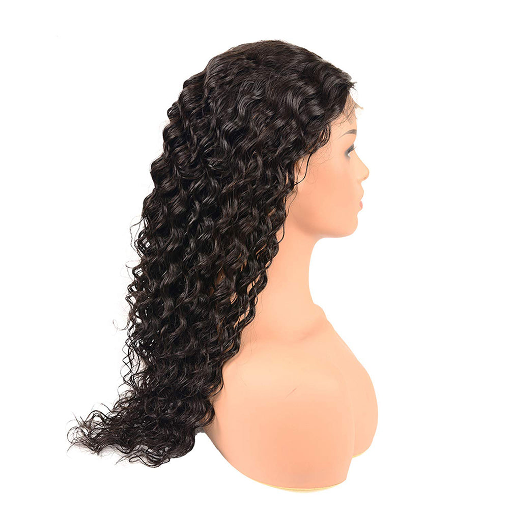 200% Density Deep Wave 5X5 Closure Lace Wig Natural Black