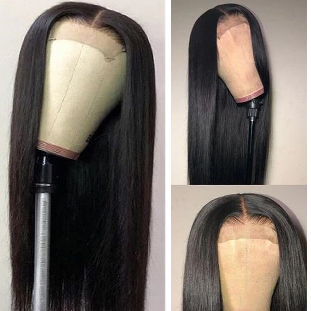 200% Density Straight 5X5 HD Closure Lace Wig Natural Black