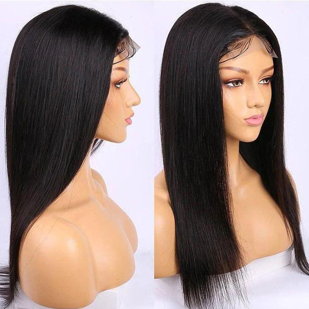 200% Density Straight 5X5 HD Closure Lace Wig Natural Black