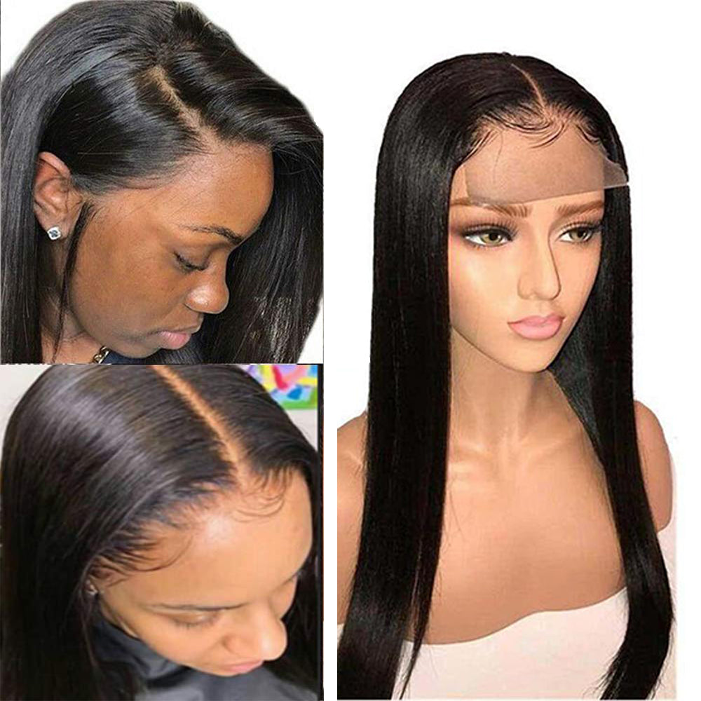 200% Density Straight 5X5 HD Closure Lace Wig Natural Black